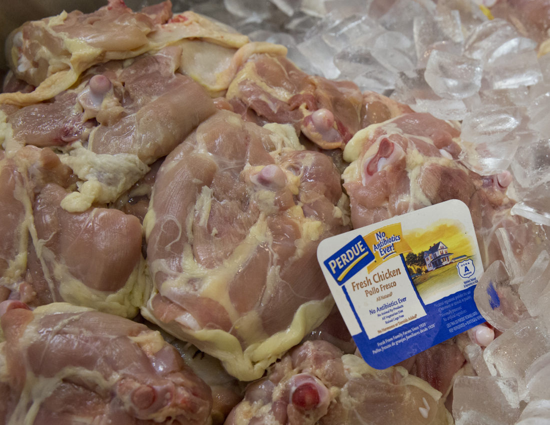 Jack’s Poultry retails chicken packaged by Perdue. The company is a national wholesaler, but it’s based in Maryland. Ben David says the chicken Jack’s sells is raised locally and sold fresh.