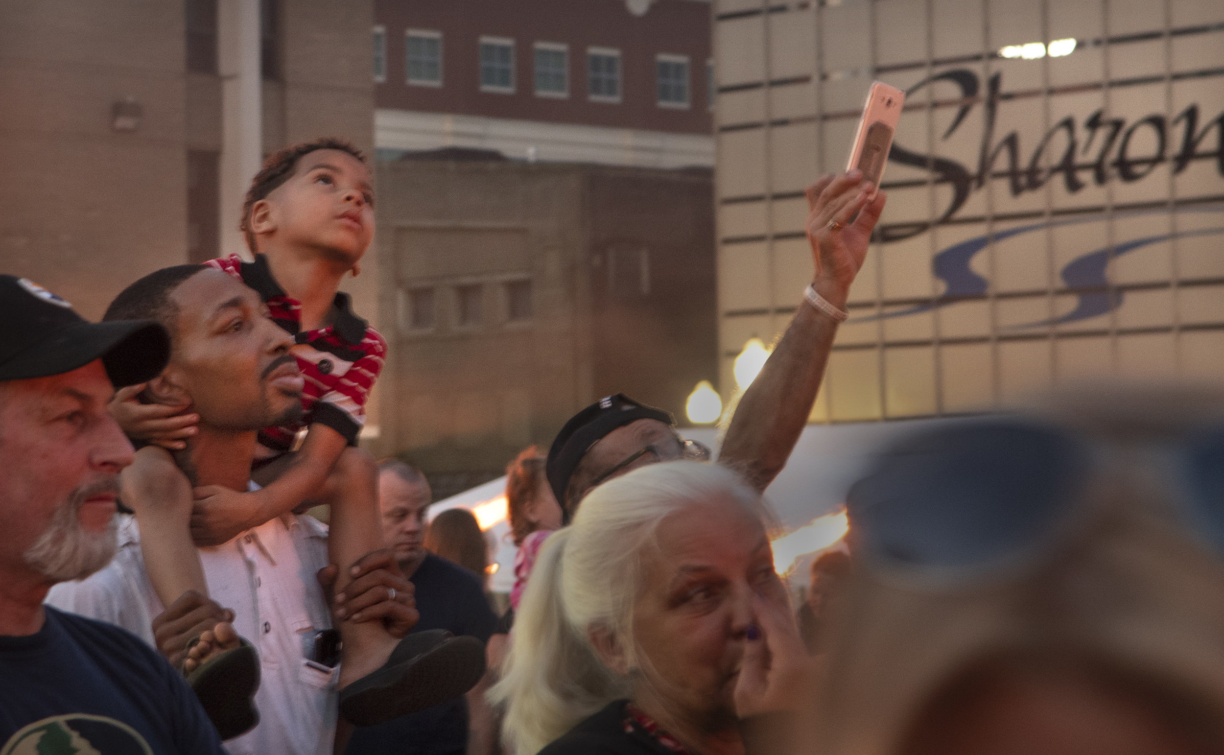 While thousands of audience members were captivated by the fires at the event in Sharon, PA, one young boy was taken with a drone that flew overhead. Photo by Morayo Ogunbayo