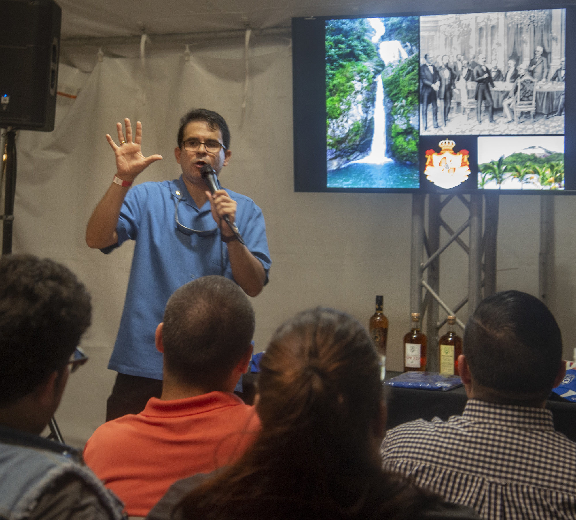 Jaiker Soto, rum distiller and master blender, educates visitors in the Don Q tent at the Taste of Rum festival. Photo by Sarah Price